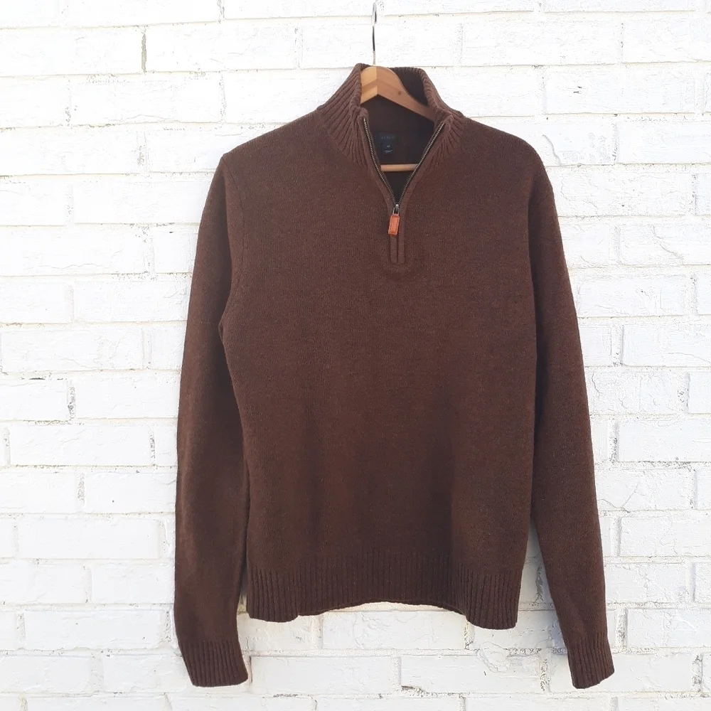 J. Crew Lambswool Sweater Rust Brown Med.